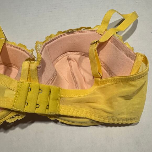 NEW Frederick's of Hollywood Karoline Contour Balconette Bra 32DD Yellow NWT - Picture 4 of 6